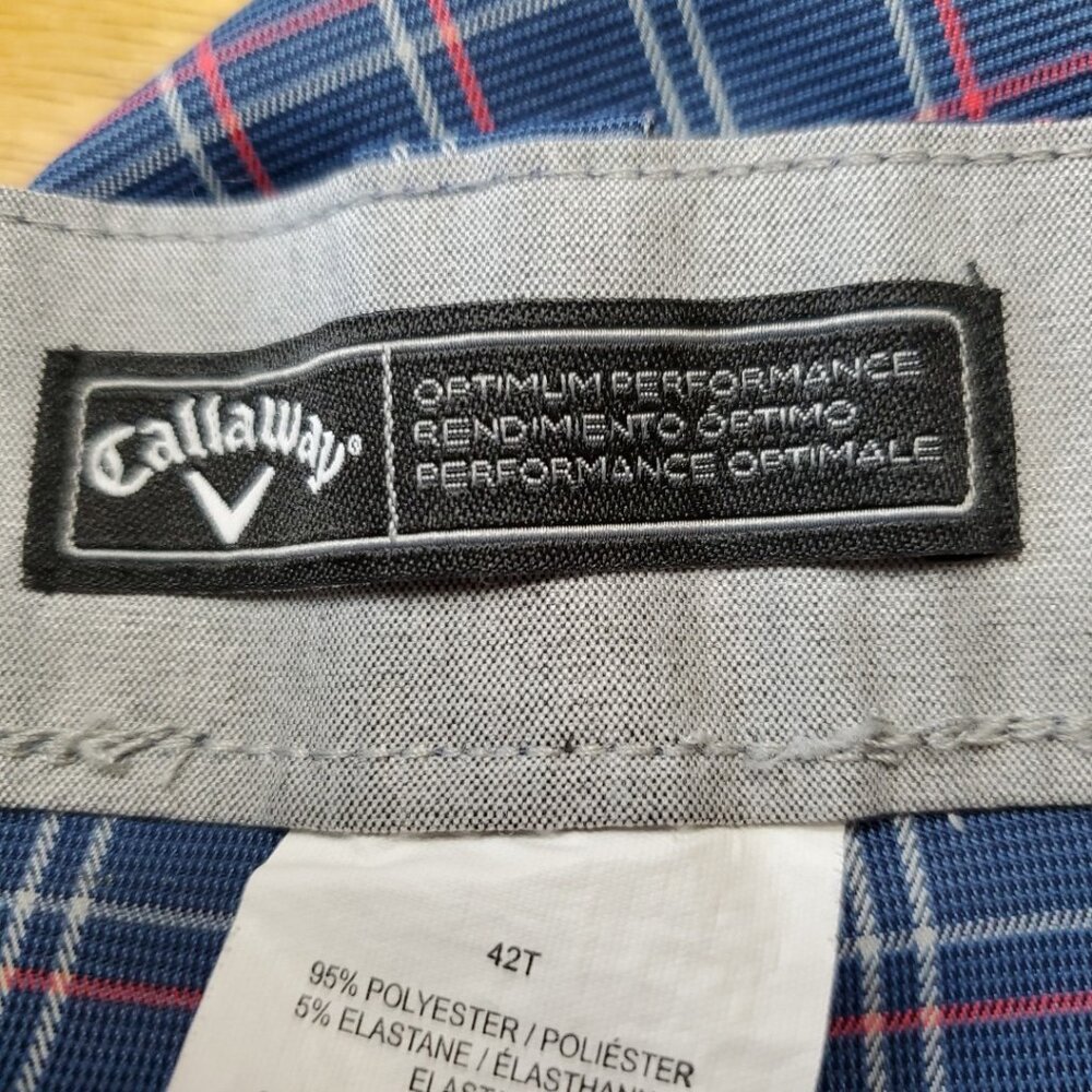 Callaway Golf Short Men's 42T Blue Plaid Performance Stretch Quick Dry PGA - Picture 8 of 11